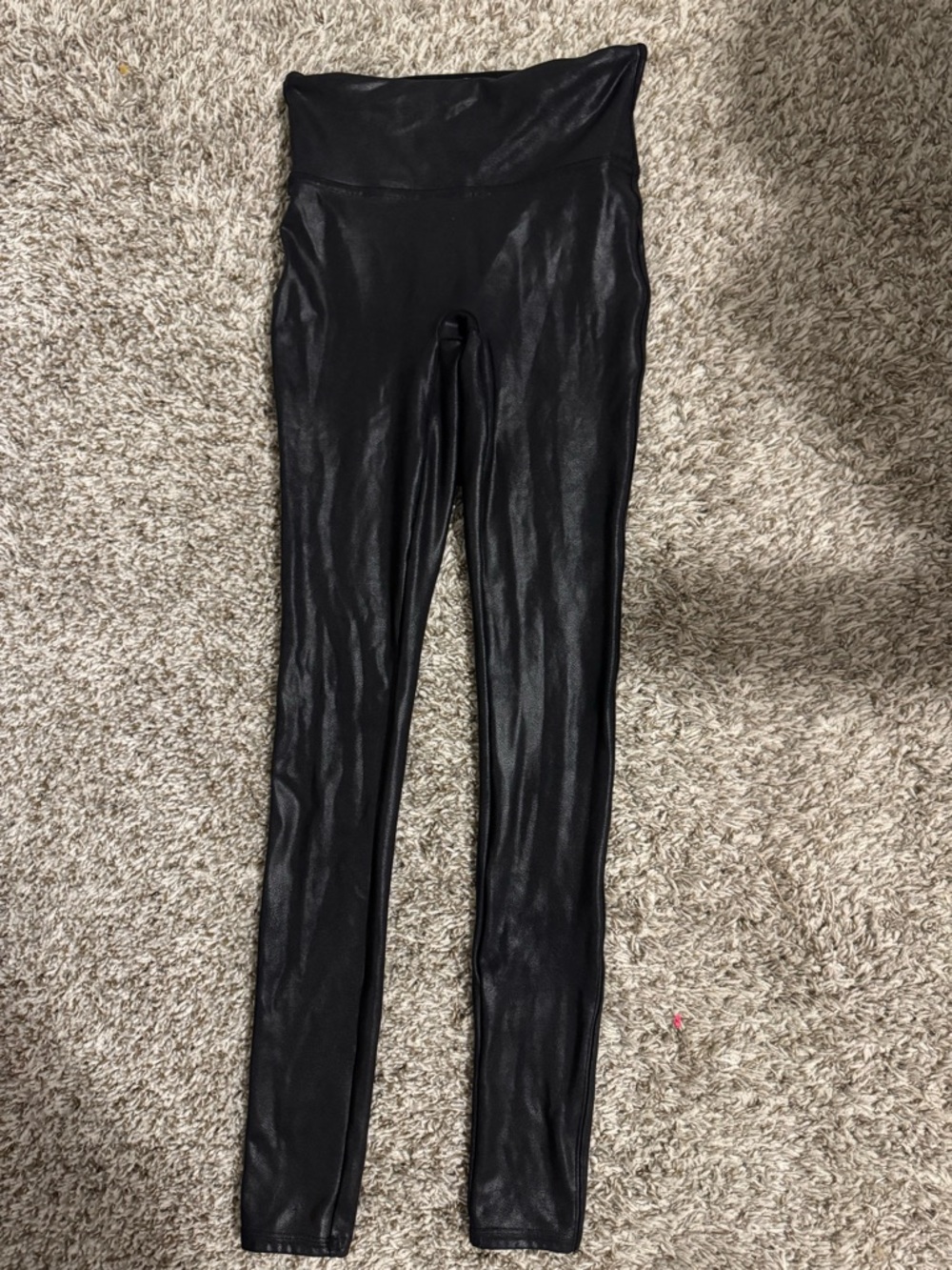SPANX Faux Leather Leggings Black High Rise Size XS Sculpting Skinny